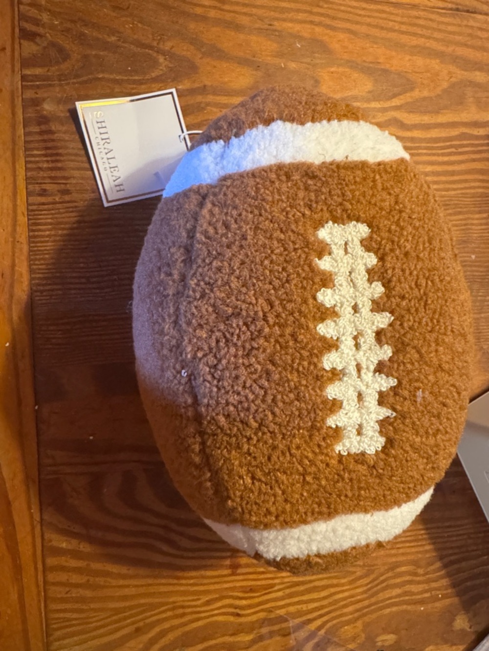 Shiraleah Brown and Cream Plush Football Accent Pillow